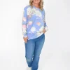 Cali&Co Leticia Floral Long Sleeve Knit in- Knitwear Tops | Long Sleeved Tops