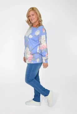 Cali&Co Leticia Floral Long Sleeve Knit in- Knitwear Tops | Long Sleeved Tops