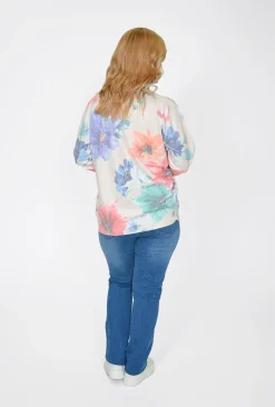 Cali&Co Leticia Floral Long Sleeve Knit in- Cardigans & Jumpers | Knitwear Tops