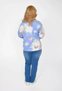Cali&Co Leticia Floral Long Sleeve Knit in- Knitwear Tops | Long Sleeved Tops