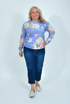 Cali&Co Leticia Floral Long Sleeve Knit in- Knitwear Tops | Long Sleeved Tops