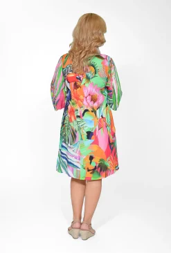 Orientique Madison Rayon Digital Tie Dress in- Knee Length Dresses | Sleeved Dress