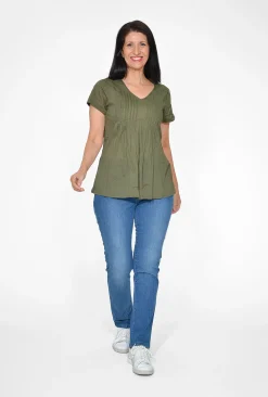 One Summer Maggie Crinkle Cotton T-Shirt in- Cotton Tops | Short Sleeve Tops