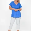 One Summer Maggie Crinkle Cotton T-Shirt in- Cotton Tops