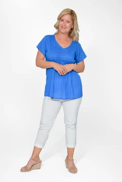 One Summer Maggie Crinkle Cotton T-Shirt in- Cotton Tops