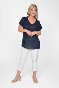 One Summer Maggie Crinkle Cotton T-Shirt in- Cotton Tops | Short Sleeve Tops