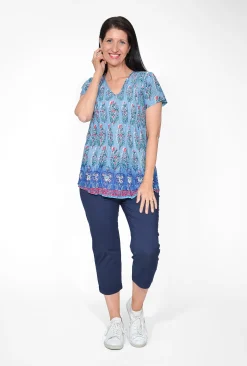 One Summer Maggie Crinkle Cotton T-Shirt in- Cotton Tops | Short Sleeve Tops