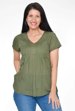 One Summer Maggie Crinkle Cotton T-Shirt in- Cotton Tops | Short Sleeve Tops