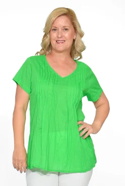 One Summer Maggie Crinkle Cotton T-Shirt in- Cotton Tops | Short Sleeve Tops