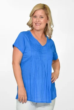 One Summer Maggie Crinkle Cotton T-Shirt in- Cotton Tops