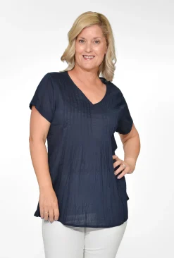 One Summer Maggie Crinkle Cotton T-Shirt in- Cotton Tops | Short Sleeve Tops