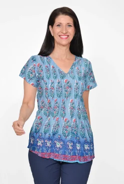 One Summer Maggie Crinkle Cotton T-Shirt in- Cotton Tops | Short Sleeve Tops