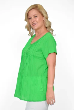 One Summer Maggie Crinkle Cotton T-Shirt in- Cotton Tops | Short Sleeve Tops