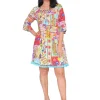 Orientique Marie Rayon Tassel Dress in Bright Floral- Above Knee Dresses | Sleeved Dress