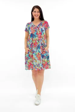 One Summer Marla Cotton Short Sleeve Cap Dress in- Short Sleeved Dresses | Cotton Dresses