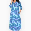 One Summer Maxine Cotton 3/4 Sleeve Maxi Dress in- Long Sleeved Dresses | Cotton Dresses