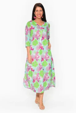 One Summer Maxine Cotton 3/4 Sleeve Maxi Dress in- Long Sleeved Dresses | Cotton Dresses