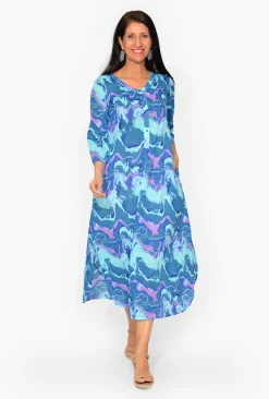 One Summer Maxine Cotton 3/4 Sleeve Maxi Dress in- Long Sleeved Dresses | Cotton Dresses