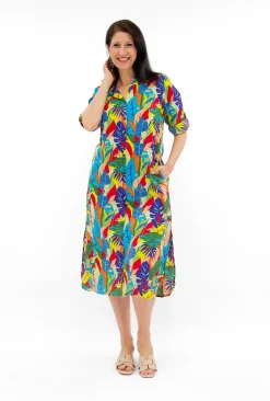 One Summer Megan Cotton Shirt Midi Dress in- Cotton Dresses | Midi Dresses