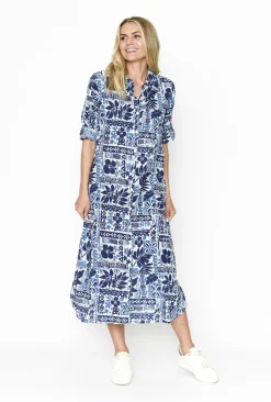 One Summer Megan Cotton Shirt Midi Dress in- Cotton Dresses | Sleeved Dress