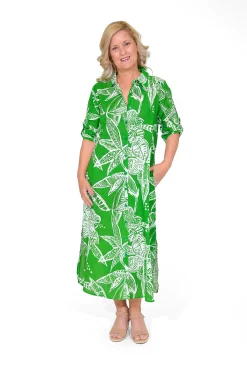 One Summer Megan Cotton Shirt Midi Dress in- Long Sleeved Dresses | Cotton Dresses