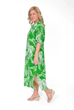 One Summer Megan Cotton Shirt Midi Dress in- Long Sleeved Dresses | Cotton Dresses