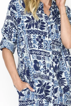 One Summer Megan Cotton Shirt Midi Dress in- Cotton Dresses | Sleeved Dress