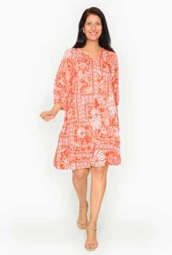 One Summer Mia Rayon 3/4 Sleeve Tassel Dress in- Knee Length Dresses | Sleeved Dress