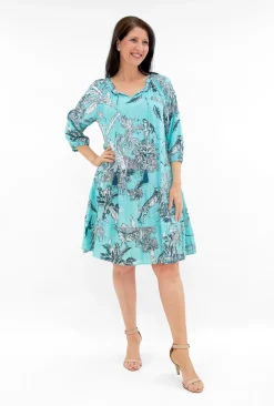 One Summer Mia Rayon 3/4 Sleeve Tassel Dress in- Above Knee Dresses | Sleeved Dress