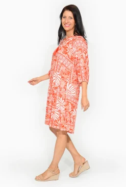 One Summer Mia Rayon 3/4 Sleeve Tassel Dress in- Knee Length Dresses | Sleeved Dress