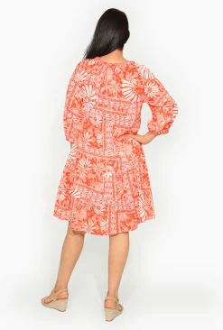 One Summer Mia Rayon 3/4 Sleeve Tassel Dress in- Knee Length Dresses | Sleeved Dress