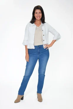 Jolie Saule Mila 3/4 Frill Sleeve Jacket in- Jackets | 3/4 Sleeve Tops