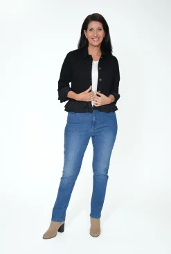 Jolie Saule Mila 3/4 Frill Sleeve Jacket in- Jackets | Long Sleeved Tops