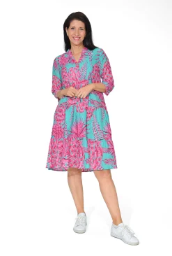 One Summer Molly Cotton V-Neck Dress in- Long Sleeved Dresses | Knee Length Dresses