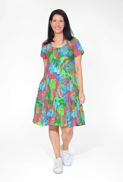 One Summer Nora Cotton Short Sleeve Tassel Dress in- Short Sleeved Dresses | Knee Length Dresses