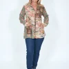 Orientique Pattie Long Sleeve Shirt in Sage Multi- Cotton Tops | Long Sleeved Tops
