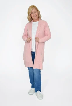 Orientique Peggy Long Sleeve Knit Cardi in Pale Pink- Cardigans & Jumpers | Knitwear Tops