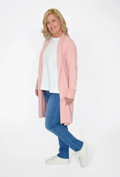 Orientique Peggy Long Sleeve Knit Cardi in Pale Pink- Cardigans & Jumpers | Knitwear Tops
