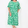 New U Collection Piper Ruffle Sleeve Dress in Summertime Green- Long Sleeved Dresses | Midi Dresses
