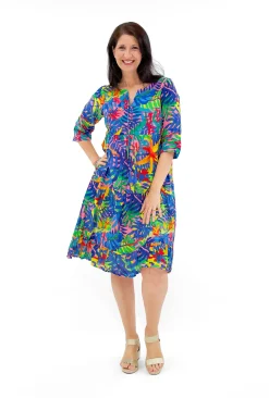 One Summer Poppy Crinkle Cotton Dress in- Cotton Dresses | Knee Length Dresses