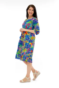 One Summer Poppy Crinkle Cotton Dress in- Cotton Dresses | Knee Length Dresses