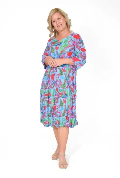 One Summer Poppy Crinkle Cotton Dress in- Knee Length Dresses | Cotton Dresses