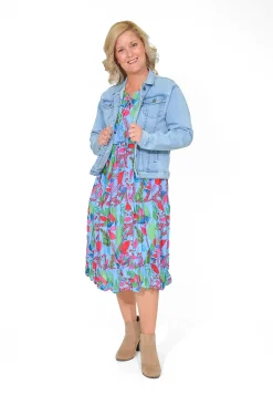 One Summer Poppy Crinkle Cotton Dress in- Knee Length Dresses | Cotton Dresses