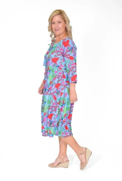 One Summer Poppy Crinkle Cotton Dress in- Knee Length Dresses | Cotton Dresses