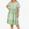 One Summer Rachel Tiered Smock Dress in Stripe and Large Spot- Knee Length Dresses | Short Sleeved Dresses