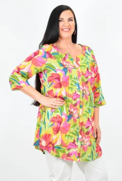 One Summer Rosa 3/4 Sleeve Tunic in- Cotton Tops | 3/4 Sleeve Tops