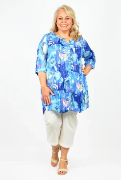 One Summer Rosa 3/4 Sleeve Tunic in- Cotton Tops | 3/4 Sleeve Tops