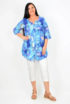 One Summer Rosa 3/4 Sleeve Tunic in- Cotton Tops | 3/4 Sleeve Tops