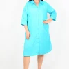 One Summer Sofia Button Down Long Sleeve Shift Dress in- Long Sleeved Dresses | Knee Length Dresses