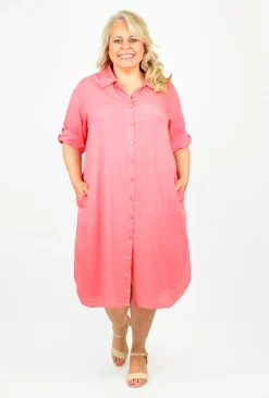 One Summer Sofia Button Down Long Sleeve Tee Dress in- Long Sleeved Dresses | Knee Length Dresses